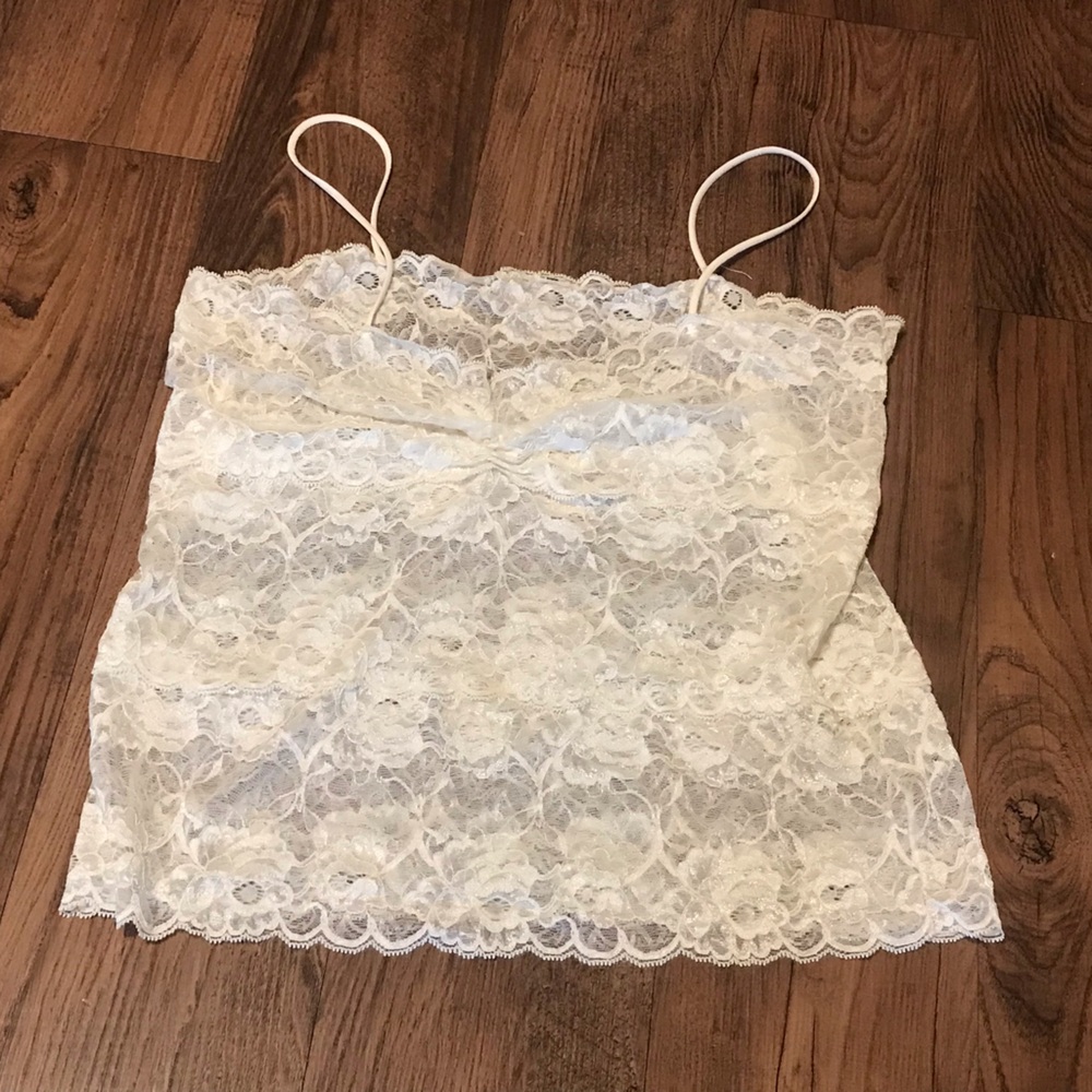 Pure and Lacey. White Lace Camisole Crop Top beautiful small